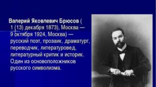 Biografia lui Briusov este o prezentare interesantă și scurtă