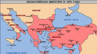 11-ci əsrdə Bizansın Bizans İmperiyasının xəritəsi